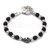 Natural Lava Rock & Synthetic Magnetic Hematite Anchor Beaded Bracelet BJEW-P339-01P-06-1