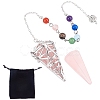 SUNNYCLUE Natural Rose Quartz Cone Dowsing Pendulums G-SC0002-22D-1