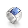 304 Stainless Steel & Glass Finger Rings FS-WGBA2F3-74-1