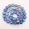 Hexagon Electroplate Full Rainbow Plated Glass Beads Strands EGLA-P015-F08-1