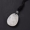 Adjustable Natural Quartz Crystal Teardrop with Spiral Pendant Necklace with Nylon Cord for Women NJEW-L171-04F-5