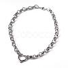 Tarnish Resistant Heart 304 Stainless Steel Link Necklaces and Bracelets Jewelry Sets SJEW-F132-08P-2