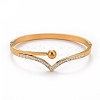 Crystal Rhinestone Wave Hinged Bangle Hand Polished BJEW-G648-04G-1