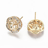 Brass Micro Pave Clear Cubic Zirconia Stud Earring Findings KK-T062-53G-NF-2