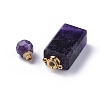 Faceted Natural Amethyst Openable Perfume Bottle Pendants G-P435-C-02G-3