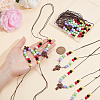 Wood Cross with Acrylic Beaded Pendant Necklaces for Women NJEW-AB00011-3