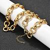 304 Stainless Steel Twisted Ring Link Chain Necklaces NJEW-R023-12G-1