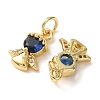 Brass Micro Pave Blue Cubic Zirconia Charms CU-E003-05G-2