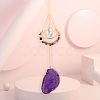 Natural Amethyst Chip Wrapped Moon Hanging Ornaments PW-WG89822-01-1