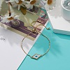 Japanese Seed Braided Rhombus with Evil Eye Link Slider Bracelet BJEW-MZ00001-01-2
