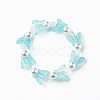 4Pcs 4 Color Acrylic Butterfly & Plastic Pearl Beaded Stretch Bracelets BJEW-JB08859-4