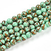 Synthetic Gold Line Turquoise Beads Strands G-A255-A03-04B-4