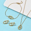 Oval 304 Stainless Steel  Pendant Necklacrs & Stud Earring & Link Bracelet Sets SJEW-C009-01G-1