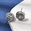 Flat Round Brass Micro Pave Clear Cubic Zirconia Stud Earrings EJEW-H180-13P-2