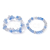 2Pcs 2 Style Glass Braided Beaded Flower Stretch Rings Set for Women RJEW-JR00592-5