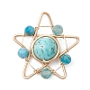 Synthetic Turquoise & Faceted Natural Apatite Copper Wire Wrapped Pendants PALLOY-TA00368-05-1