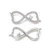 Brass Micro Pave Clear Cubic Zirconia Connector Charms KK-E068-VB391-1