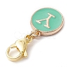 26Pcs Flat Round with Letter A~Z Alloy Enamel Pendant Decorations HJEW-JM02562-5