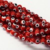Handmade Evil Eye Lampwork Round Bead Strands LAMP-L055-8mm-10-1