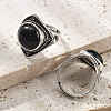 Natural Obsidian Adjustable Rings G-P560-03AS-13-2