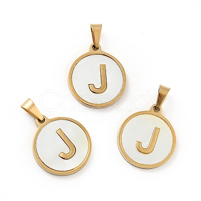 PVD Vacuum Plating 304 Stainless Steel with White Shell Pendants STAS-G268-01J-G-1