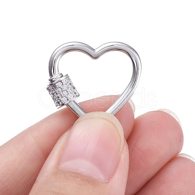 Brass Micro Pave Clear Cubic Zirconia Screw Carabiner Lock Charms ZIRC-E164-07P-1