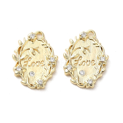 Valentine's Day Brass Micro Pave Clear Cubic Zirconia Pendants KK-G481-09G-1