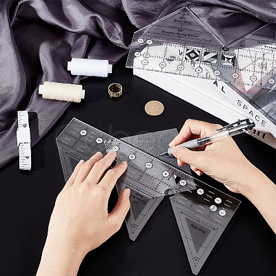 2Pcs 2 Style Acrylic Quilting Rulers DIY-AR0002-56-1
