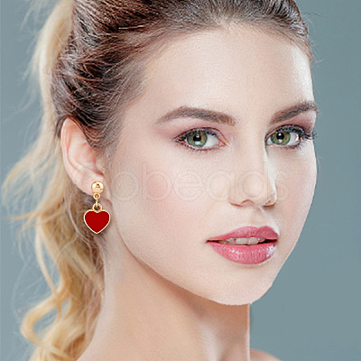 4 Pairs 4 Colors Alloy Enamel Dangle Stud Earrings EJEW-FI0003-05-1