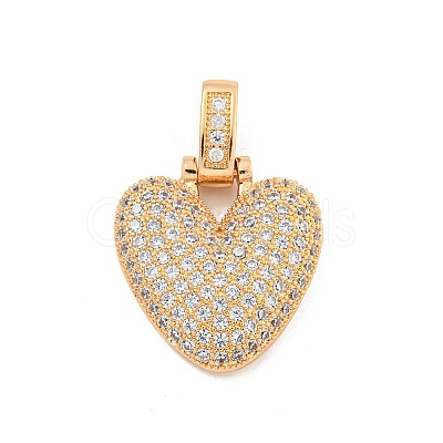 Brass Micro Pave Clear Cubic Zirconia Pendants KK-B099-01G-V-1