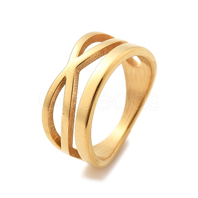 304 Stainless Steel Criss Cross Finger Rings RJEW-Q012-08G-1