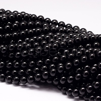 Natural Black Tourmaline Beads Strands X-G-P132-16-8mm-1