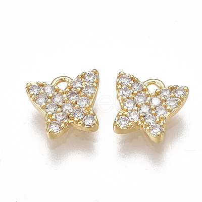 Brass Micro Pave Cubic Zirconia Charms X-KK-T038-363G-1