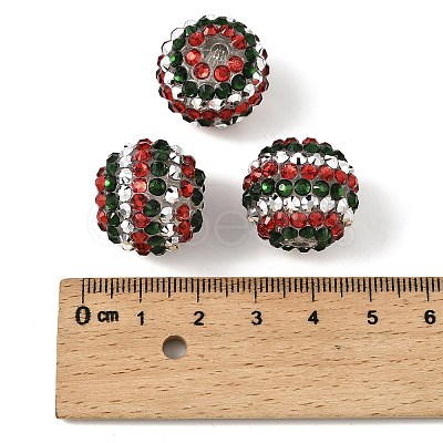 Christmas Theme Resin Rhinestone Round Beads RESI-S313-18x20-09-1