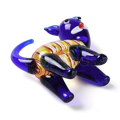 3D Dog Handmade Lampwork Display Decoration DJEW-C012-11-1