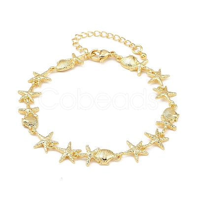Brass Link Chain Bracelets for Women BJEW-A090-06B-G-1
