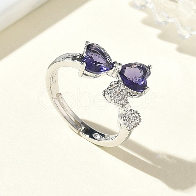 Brass & Cubic Zirconia Finger Rings CU-CBA7E55-12P-1