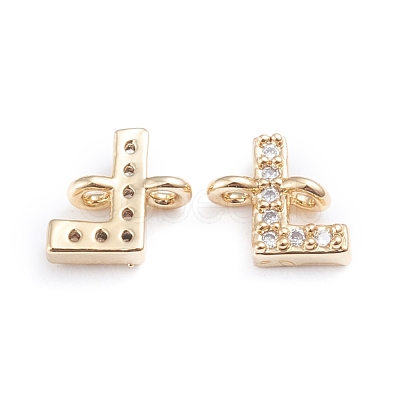 Brass Micro Pave Cubic Zirconia Letter Links ZIRC-I042-16G-L-1
