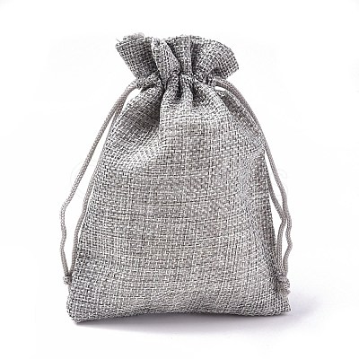 Polyester Imitation Burlap Packing Pouches Drawstring Bags X-ABAG-R004-14x10cm-11-1