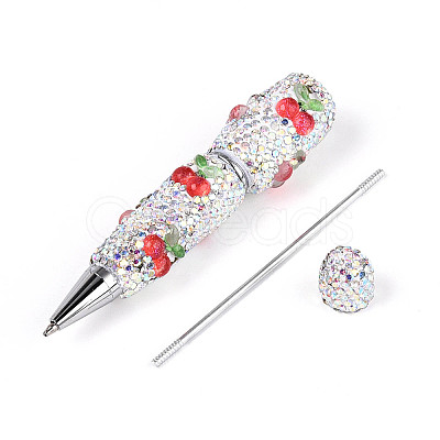 Resin & Polymer Clay Pave Rhinestone Ball-Point Pen AJEW-T013-04F-1
