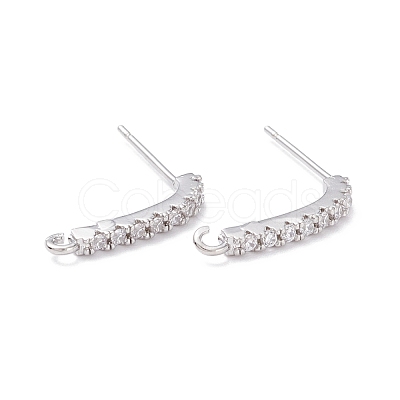 Rack Plating Brass Micro Pave Cubic Zirconia Stud Earring Findings ZIRC-F126-04P-1