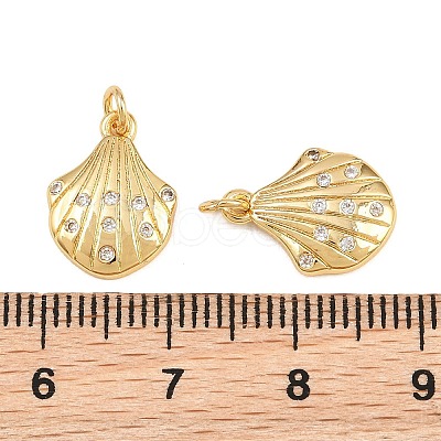 Brass Micro Pave Clear Cubic Zirconia Charms KK-Q085-02D-G-1