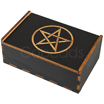 Rectangle Engraved Plywood Wooden Tarot Storage Boxes with Sliding Lid CON-WH20008-10B-1
