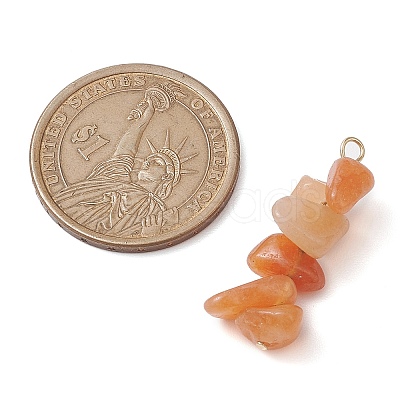 Gradient Color Natural Red Aventurine & Natural Sunstone & Natural Topaz Jade Chip Beaded Pendants PALLOY-JF02795-09-1