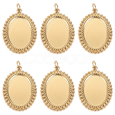 6Pcs 304 Stainless Steel Pendant Cabochon Settings STAS-BBC0004-68G-1