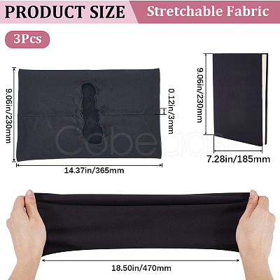 3Pcs Elastic Fabric Book Covers DIY-CP0007-42C-1