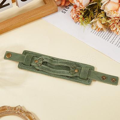 Cowhide Leather Cord Bracelets for Women Men BJEW-WH20012-04AG-01-1