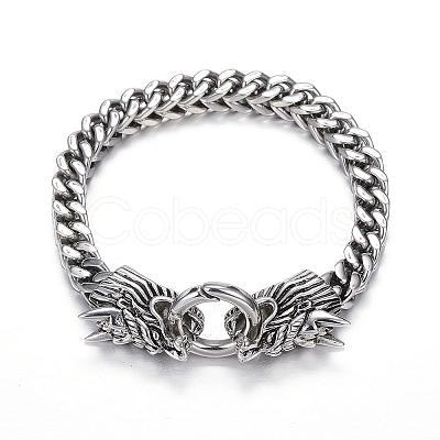 Tarnish Resistant 316 Surgical Stainless Steel Curb Chain Bracelets BJEW-G520-25-1