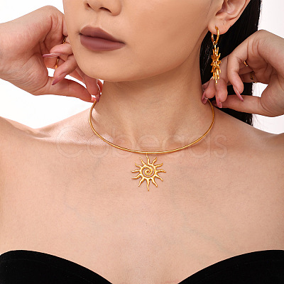 Spiral Sun 304 Stainless Steel Pendant Necklaces for Women FS-WGBDE1B-02-1
