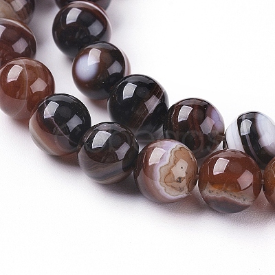 Natural Striped Agate/Banded Agate Beads Strands X-G-G582-8mm-45-1